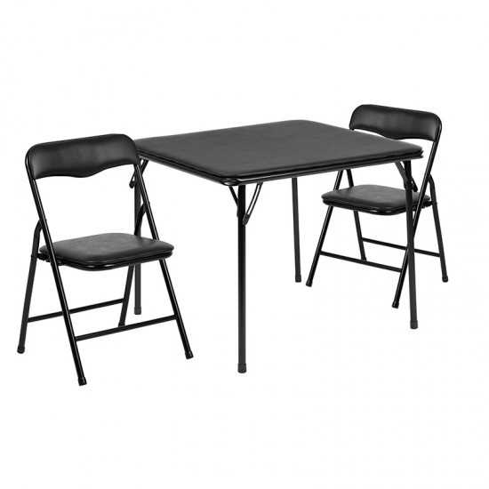 Kids Black 3 Piece Folding Table and Chair Set