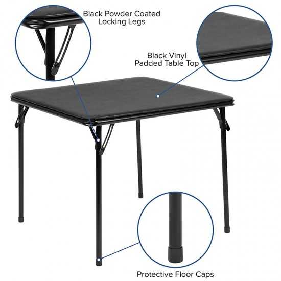 Kids Black 3 Piece Folding Table and Chair Set