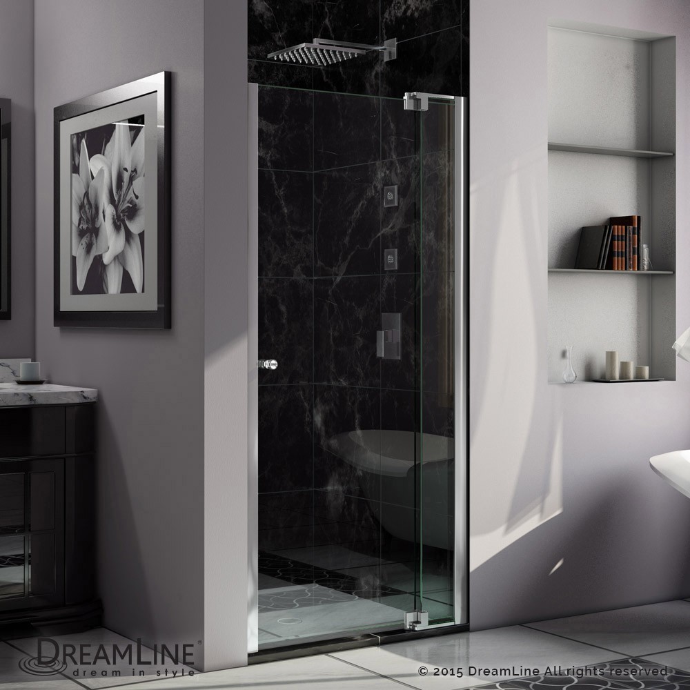 Allure 31-32 in. W x 73 in. H Frameless Pivot Shower Door in Chrome