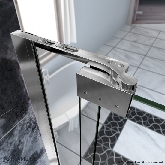Allure 34-35 in. W x 73 in. H Frameless Pivot Shower Door in Chrome