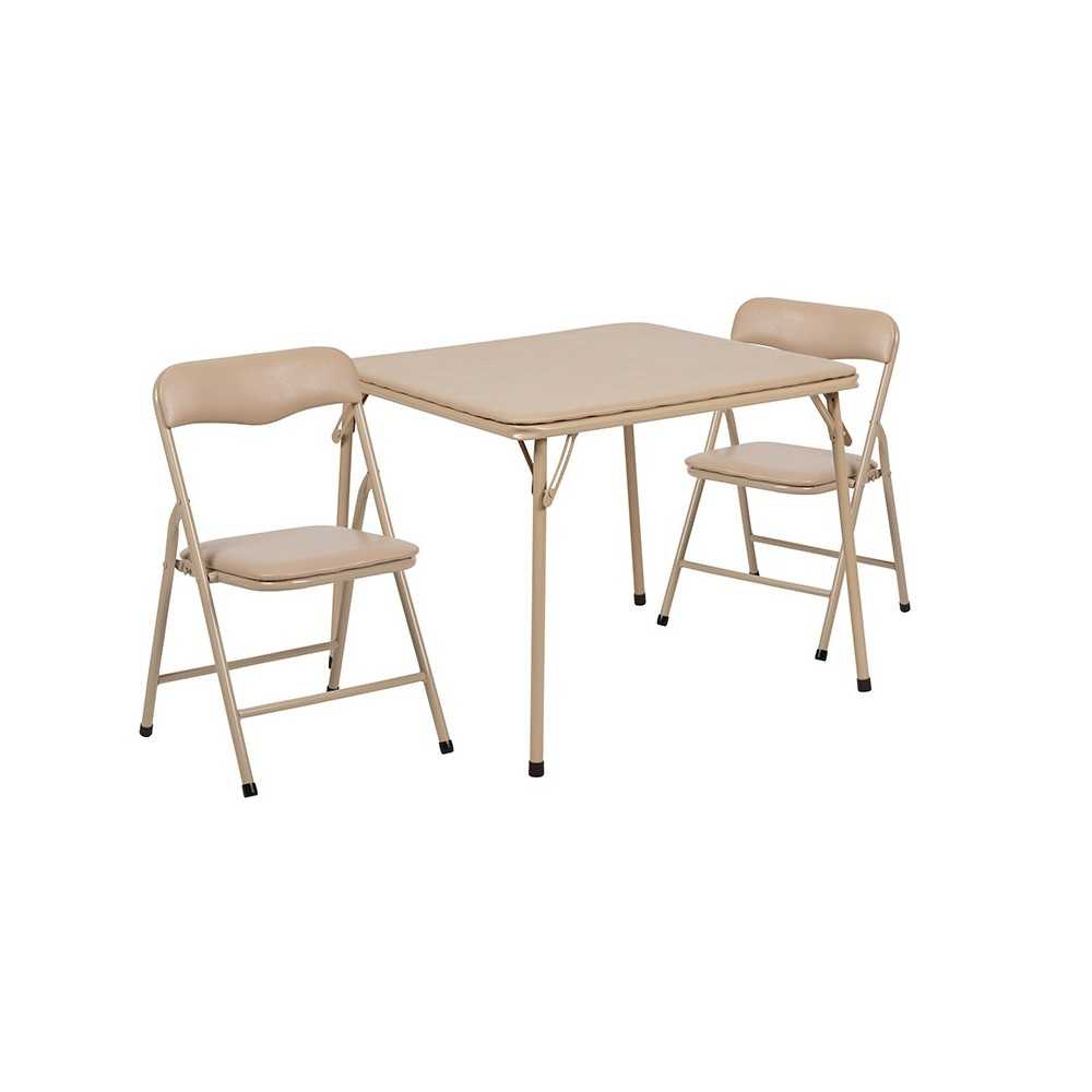 Kids Tan 3 Piece Folding Table and Chair Set