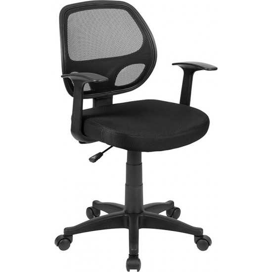 Mid-Back Black Mesh Swivel Ergonomic Task Office Chair with T-Arms - Desk Chair, BIFMA Certified