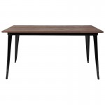 30.25" x 60" Rectangular Black Metal Indoor Table with Walnut Rustic Wood Top