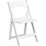 1000 lb. Capacity White Resin Folding Chair with Slatted Seat