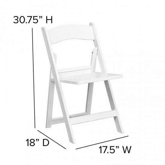1000 lb. Capacity White Resin Folding Chair with Slatted Seat