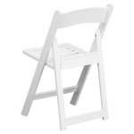 1000 lb. Capacity White Resin Folding Chair with Slatted Seat