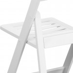 1000 lb. Capacity White Resin Folding Chair with Slatted Seat