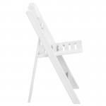 1000 lb. Capacity White Resin Folding Chair with Slatted Seat