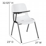 White Ergonomic Shell Chair with Right Handed Flip-Up Tablet Arm