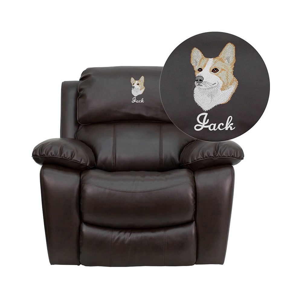 Personalized Brown LeatherSoft Rocker Recliner