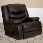 Plush Brown LeatherSoft Lever Rocker Recliner with Padded Arms