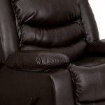 Plush Brown LeatherSoft Lever Rocker Recliner with Padded Arms