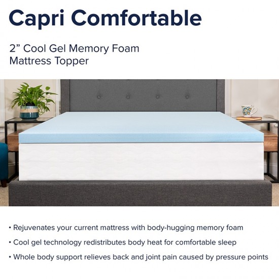 Capri Comfortable Sleep 2 inch Cool Gel Memory Foam Mattress Topper - Full