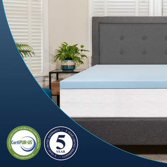 Capri Comfortable Sleep 2 inch Cool Gel Memory Foam Mattress Topper - King