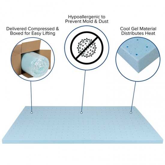 Capri Comfortable Sleep 2 inch Cool Gel Memory Foam Mattress Topper - Queen