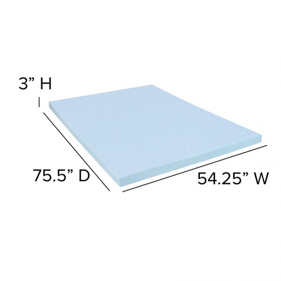 Capri Comfortable Sleep 3 inch Cool Gel Memory Foam Mattress Topper - Full