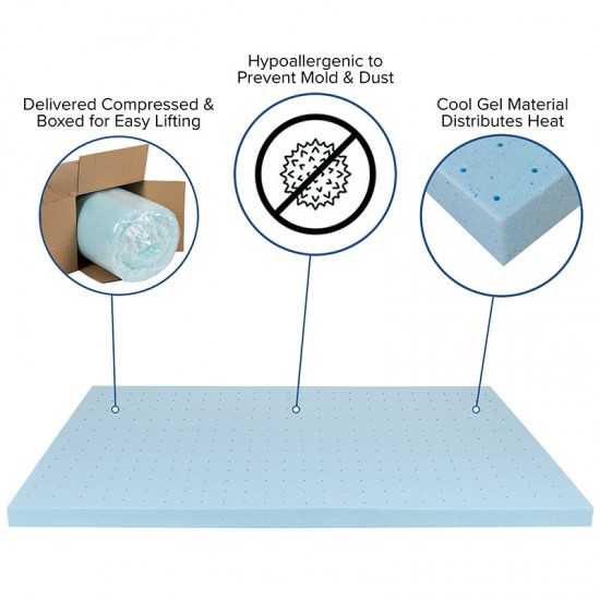 Capri Comfortable Sleep 3 inch Cool Gel Memory Foam Mattress Topper - Queen