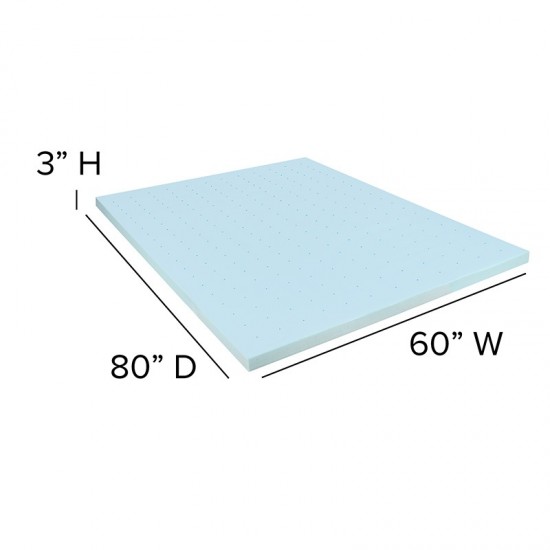 Capri Comfortable Sleep 3 inch Cool Gel Memory Foam Mattress Topper - Queen