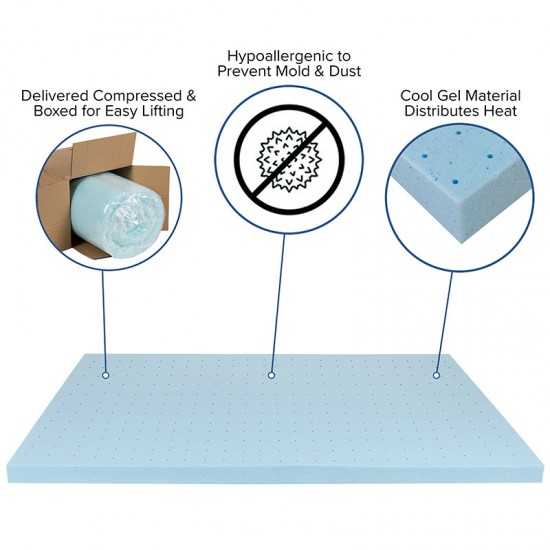 Capri Comfortable Sleep 3 inch Cool Gel Memory Foam Mattress Topper - Twin