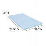 Capri Comfortable Sleep 3 inch Cool Gel Memory Foam Mattress Topper - Twin