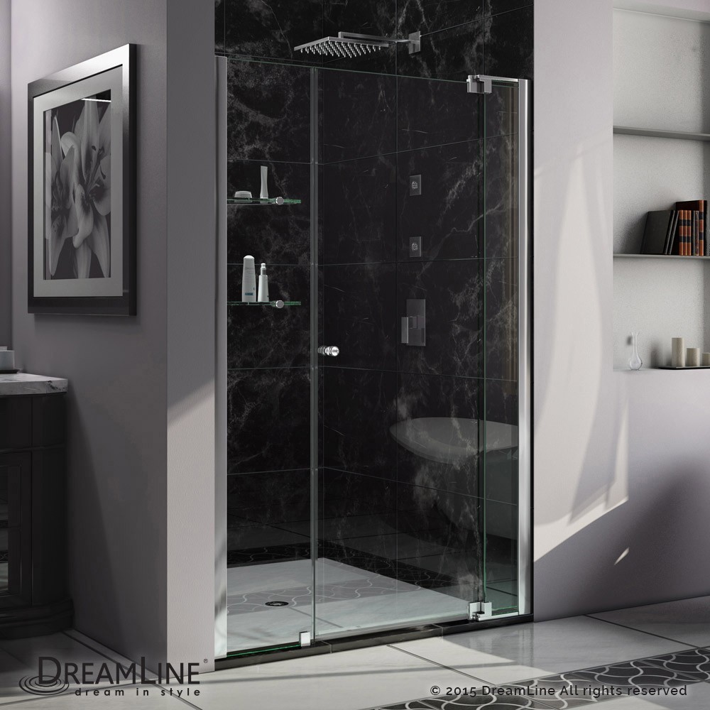 Allure 52-53 in. W x 73 in. H Frameless Pivot Shower Door in Chrome