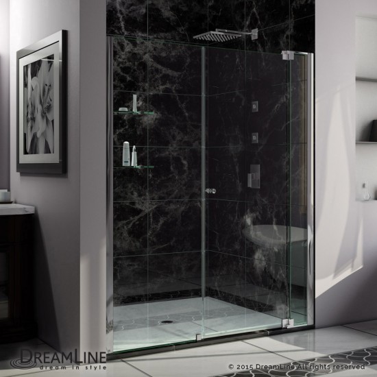 Allure 55-56 in. W x 73 in. H Frameless Pivot Shower Door in Chrome