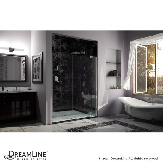 Allure 58-59 in. W x 73 in. H Frameless Pivot Shower Door in Chrome