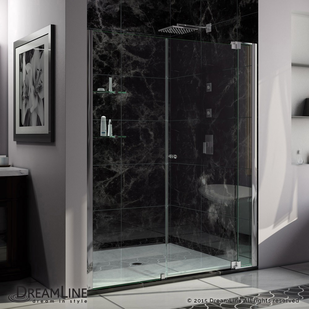 Allure 62-63 in. W x 73 in. H Frameless Pivot Shower Door in Chrome