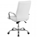 High Back Office Chair | White LeatherSoft Office Chair with Wheels and Arms