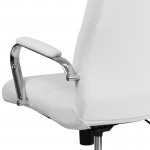 High Back Office Chair | White LeatherSoft Office Chair with Wheels and Arms