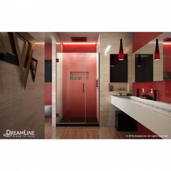 Unidoor Plus 43-43 1/2 in. W x 72 in. H Frameless Hinged Shower Door in Oil Rubbed Bronze