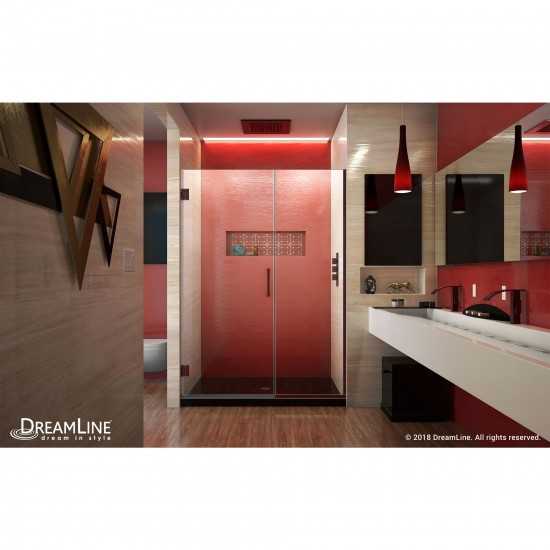 Unidoor Plus 45-45 1/2 in. W x 72 in. H Frameless Hinged Shower Door in Oil Rubbed Bronze