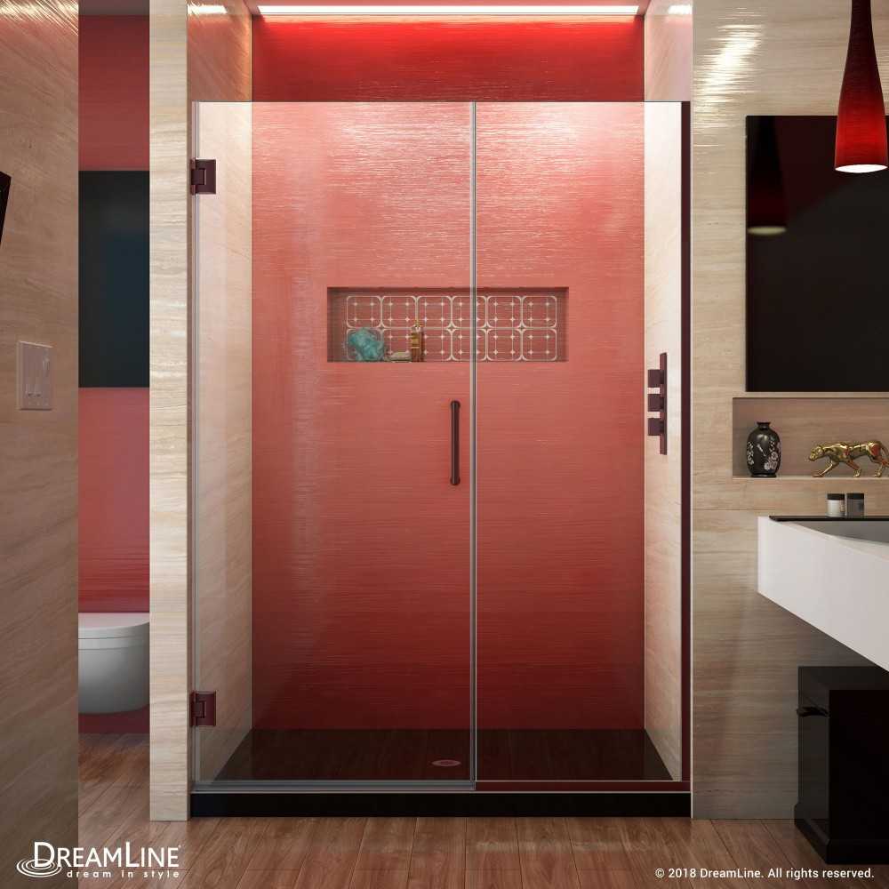 Unidoor Plus 51-51 1/2 in. W x 72 in. H Frameless Hinged Shower Door in Oil Rubbed Bronze