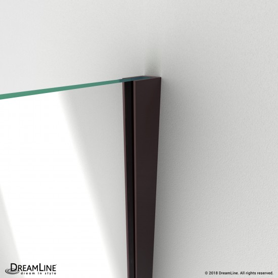 Unidoor Plus 56-56 1/2 in. W x 72 in. H Frameless Hinged Shower Door in Oil Rubbed Bronze