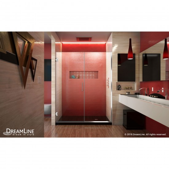 Unidoor Plus 58-58 1/2 in. W x 72 in. H Frameless Hinged Shower Door in Chrome