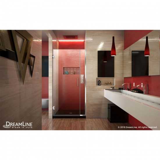 Unidoor Plus 29 1/2 - 30 in. W x 72 in. H Frameless Hinged Shower Door in Chrome