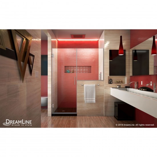 Unidoor Plus 57-57 1/2 in. W x 72 in. H Frameless Hinged Shower Door with 34 in. Half Panel in Brushed Nickel