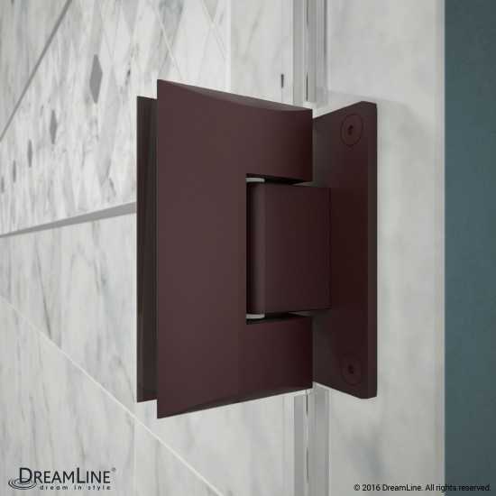Unidoor Plus 58-58 1/2 in. W x 72 in. H Frameless Hinged Shower Door with 34 in. Half Panel in Oil Rubbed Bronze