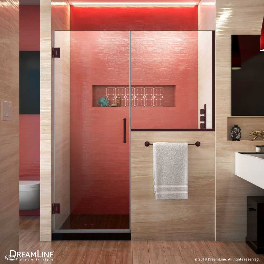 Unidoor Plus 58-58 1/2 in. W x 72 in. H Frameless Hinged Shower Door with 36 in. Half Panel in Oil Rubbed Bronze