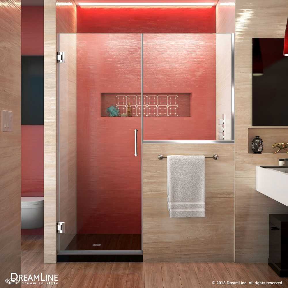 Unidoor Plus 59-59 1/2 in. W x 72 in. H Frameless Hinged Shower Door with 34 in. Half Panel in Chrome