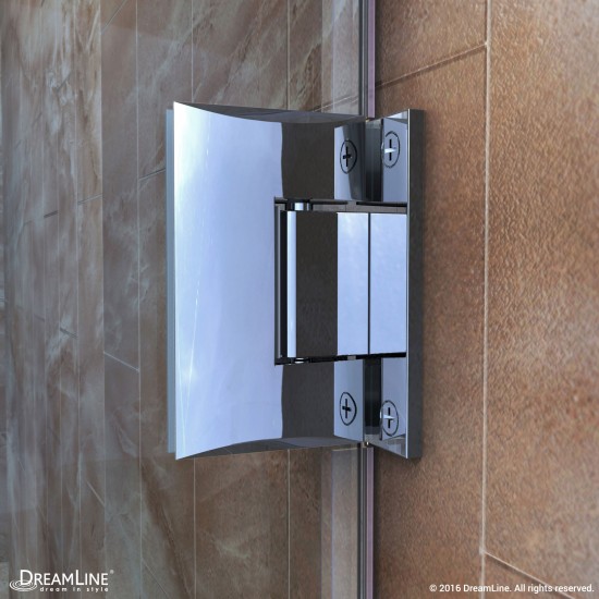 Unidoor Plus 60-60 1/2 in. W x 72 in. H Frameless Hinged Shower Door with 34 in. Half Panel in Chrome