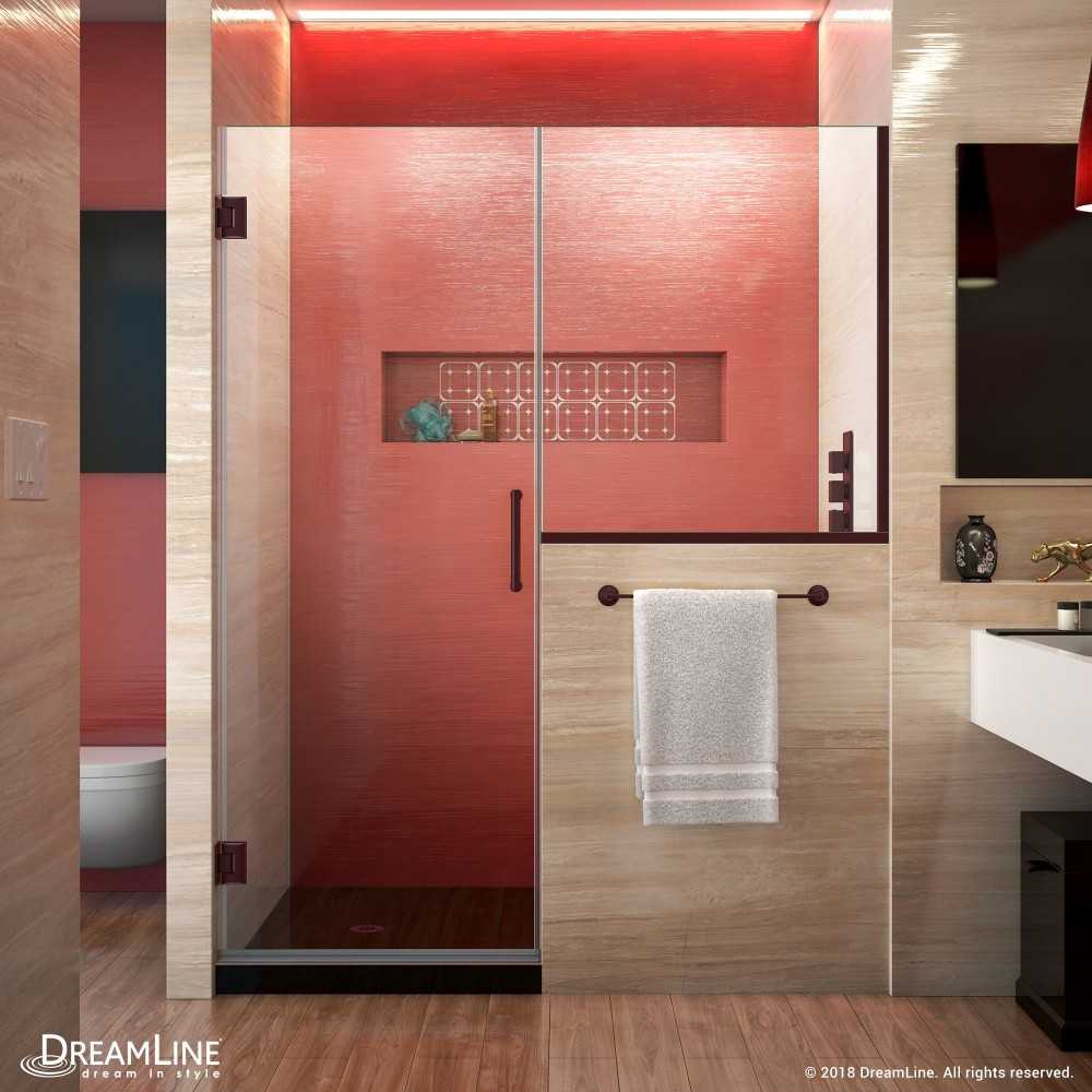 Unidoor Plus 60-60 1/2 in. W x 72 in. H Frameless Hinged Shower Door with 36 in. Half Panel in Oil Rubbed Bronze