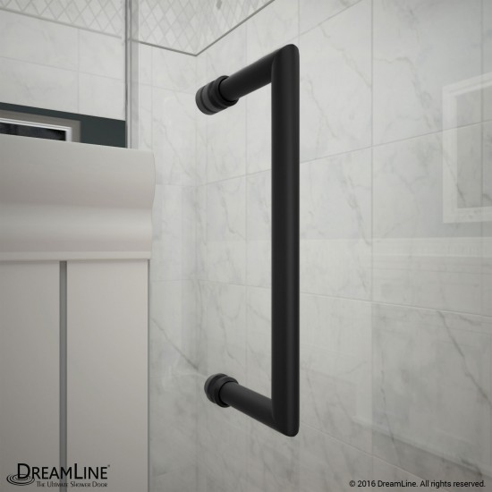 Unidoor Plus 60-60 1/2 in. W x 72 in. H Frameless Hinged Shower Door with 34 in. Half Panel in Satin Black