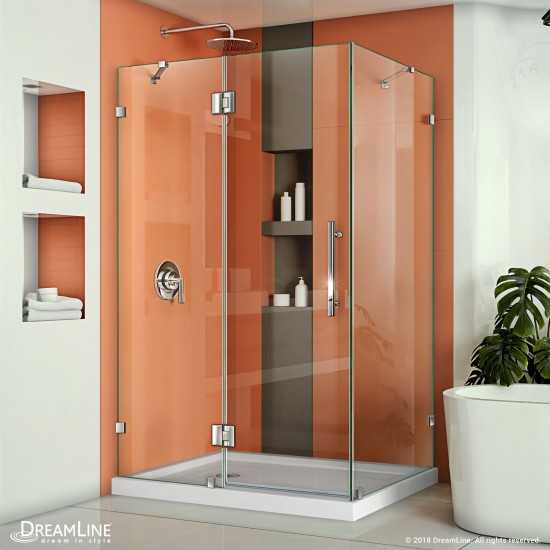 Quatra Lux 34 1/4 in. D x 46 3/8 in. W x 72 in. H Frameless Hinged Shower Enclosure in Chrome