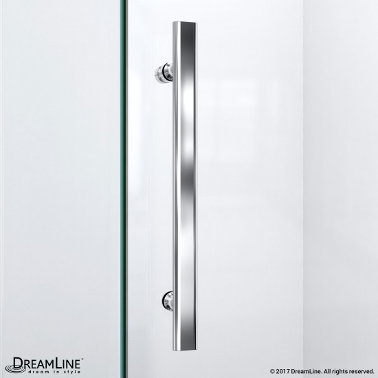 Quatra Lux 34 1/4 in. D x 46 3/8 in. W x 72 in. H Frameless Hinged Shower Enclosure in Chrome