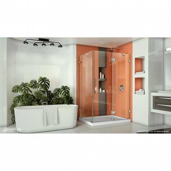 Quatra Lux 34 1/4 in. D x 46 3/8 in. W x 72 in. H Frameless Hinged Shower Enclosure in Chrome