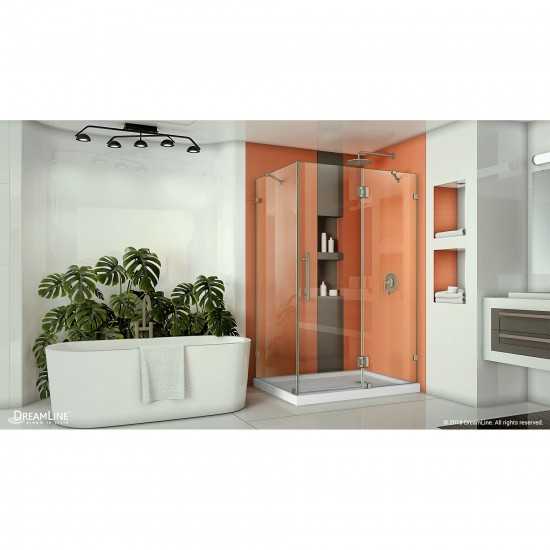 Quatra Lux 34 1/4 in. D x 46 3/8 in. W x 72 in. H Frameless Hinged Shower Enclosure in Brushed Nickel