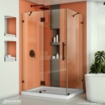 Quatra Lux 34 1/4 in. D x 46 3/8 in. W x 72 in. H Frameless Hinged Shower Enclosure in Oil Rubbed Bronze