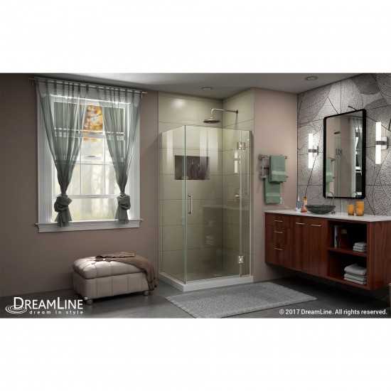 Unidoor-X 29 3/8 in. W x 30 in. D x 72 in. H Frameless Hinged Shower Enclosure in Brushed Nickel