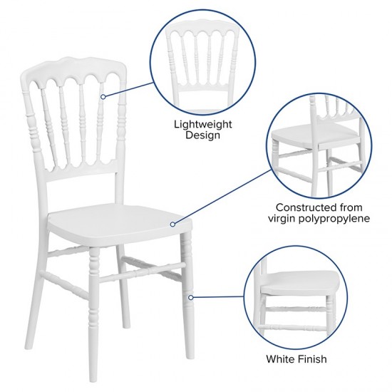 White Resin Stacking Napoleon Chair